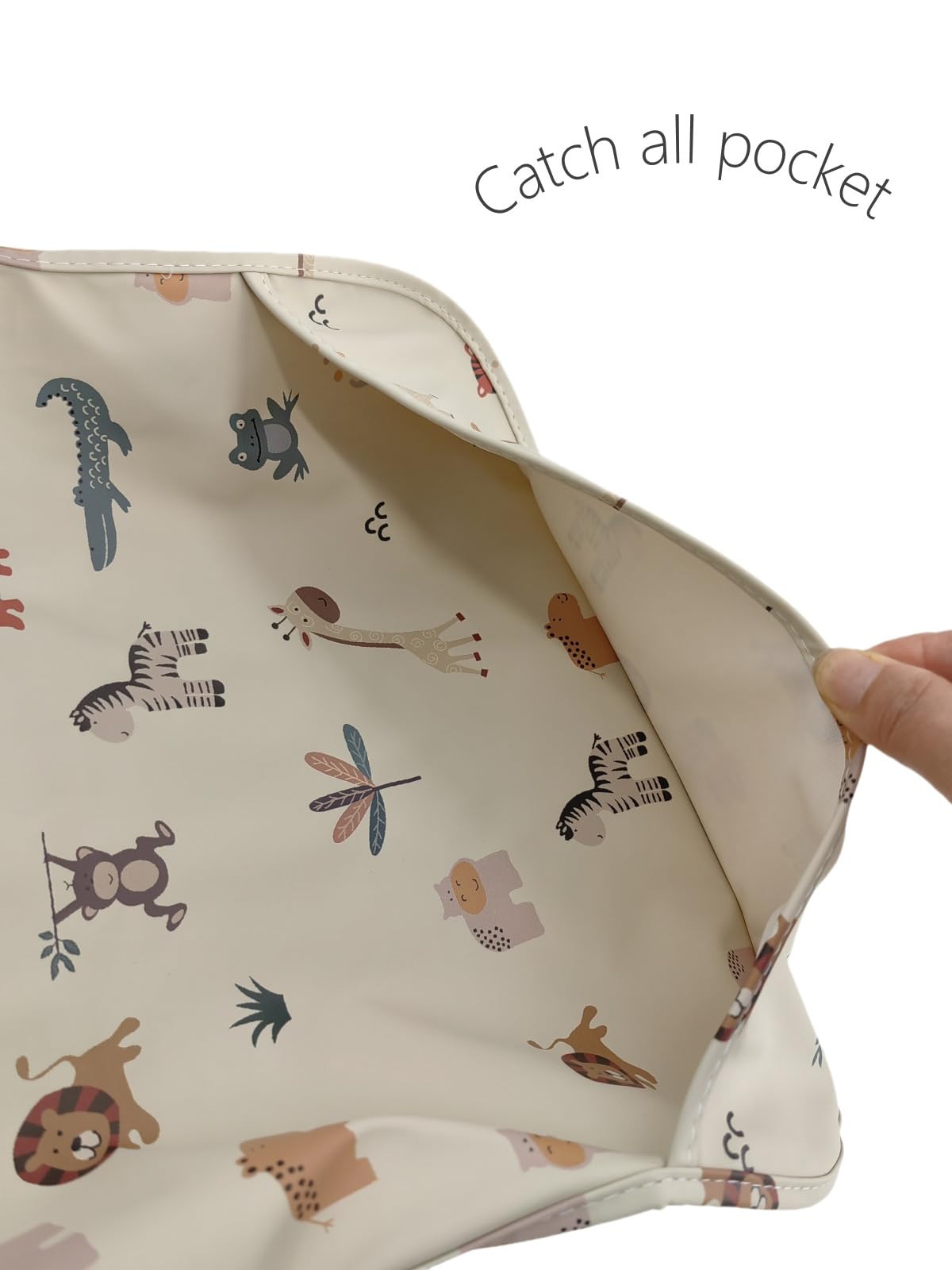 Gzmm Waterproof Baby Bibs,Infant Toddler Long Sleeve Feeding Bib With Food Catcher,Easy Clean & Washable(Cartoon Animal)