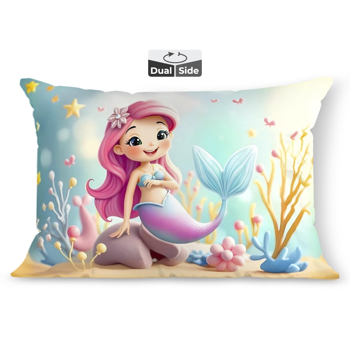 Brizberry Kids Pillow Cushion With Super Soft Fabric | Animal & Cartoon Prints | 12X18 Inches (Design 11)
