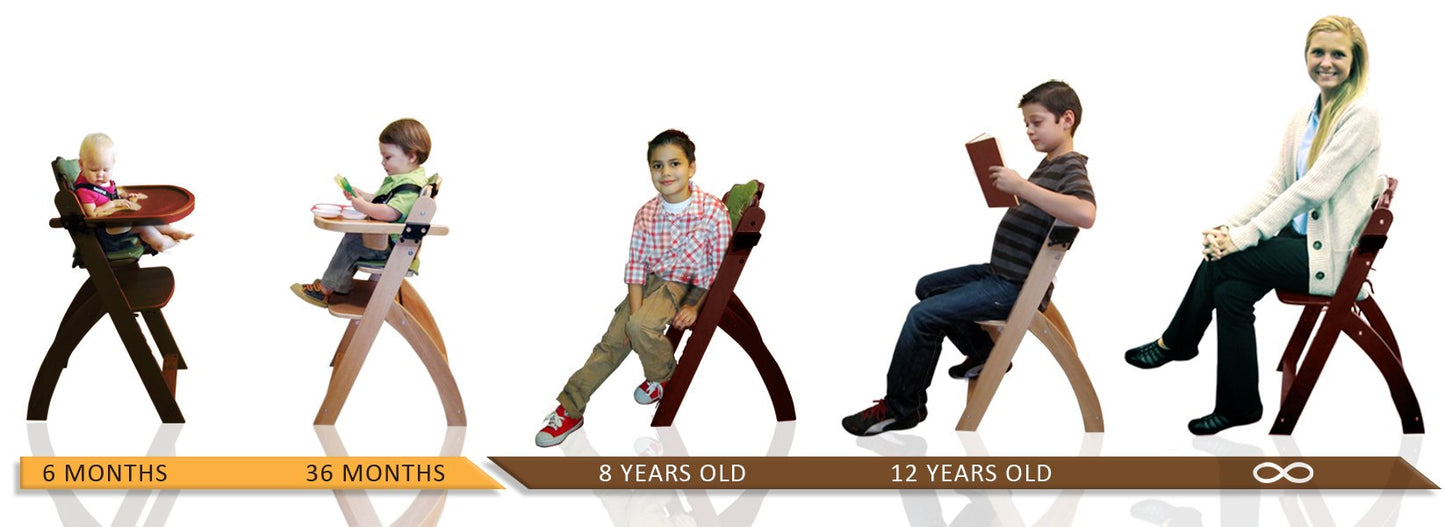 Abiie Beyond Junior Wooden High Chair With Tray - Convertible Baby Highchair - Adjustable High Chair For Babies/Toddlers/6 Month