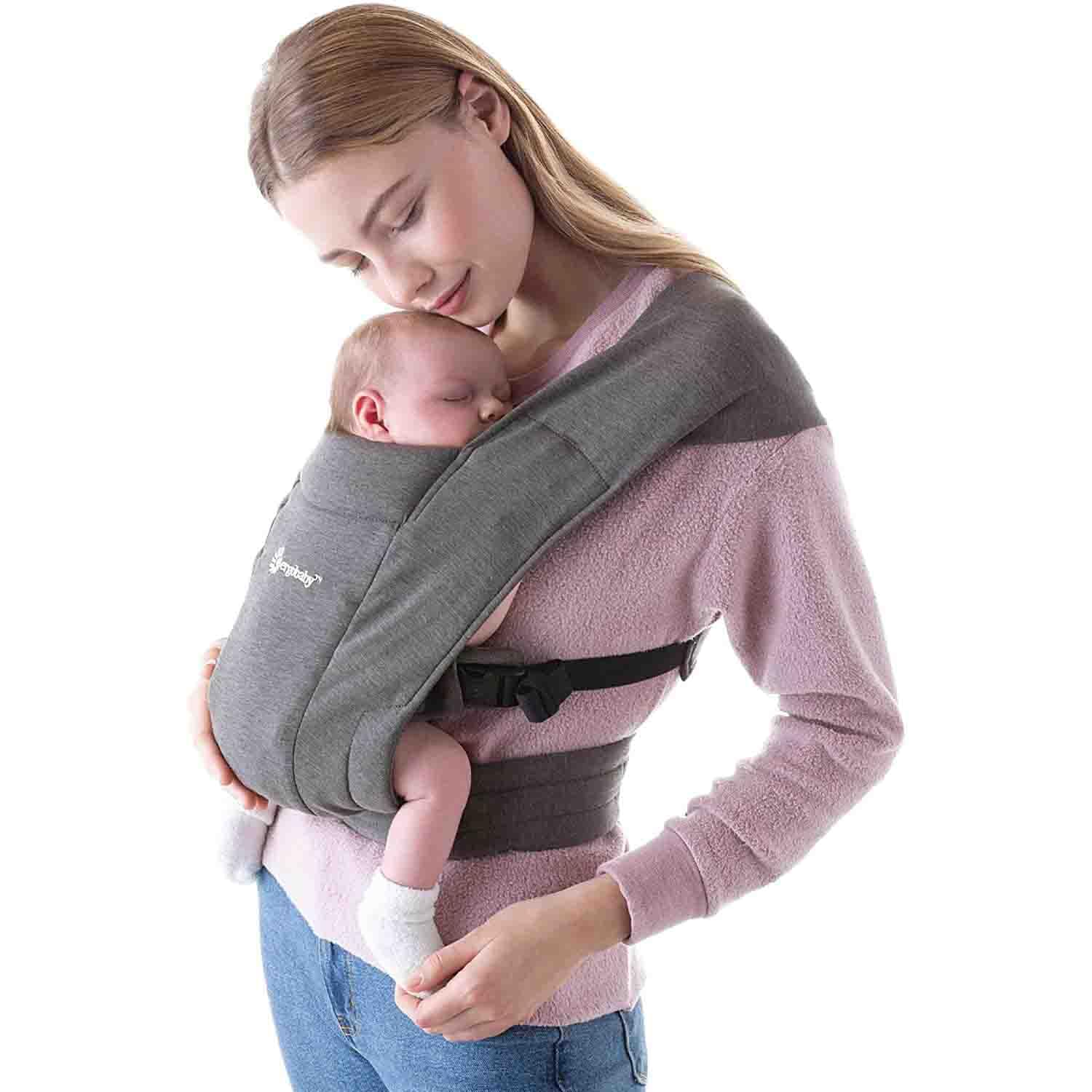 Ergobaby Embrace Cozy Newborn Baby Wrap Carrier (7-25 Pounds), Ponte Knit, Heather Grey