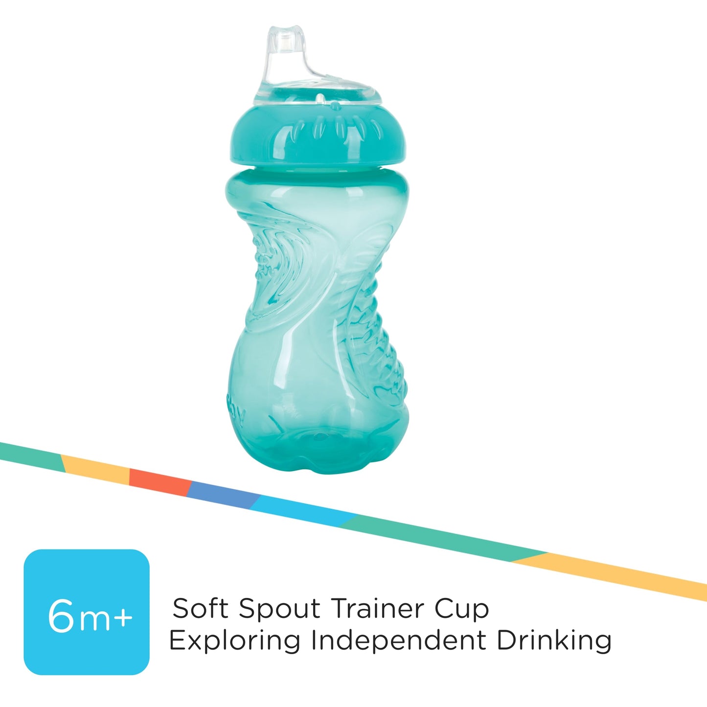 Nuby 3 Pack No Spill Toddler Sippy Cups - Toddler Cups Spill Proof With Easy And Firm Grip - Toddlers Cups - Aqua, Coral, Yellow
