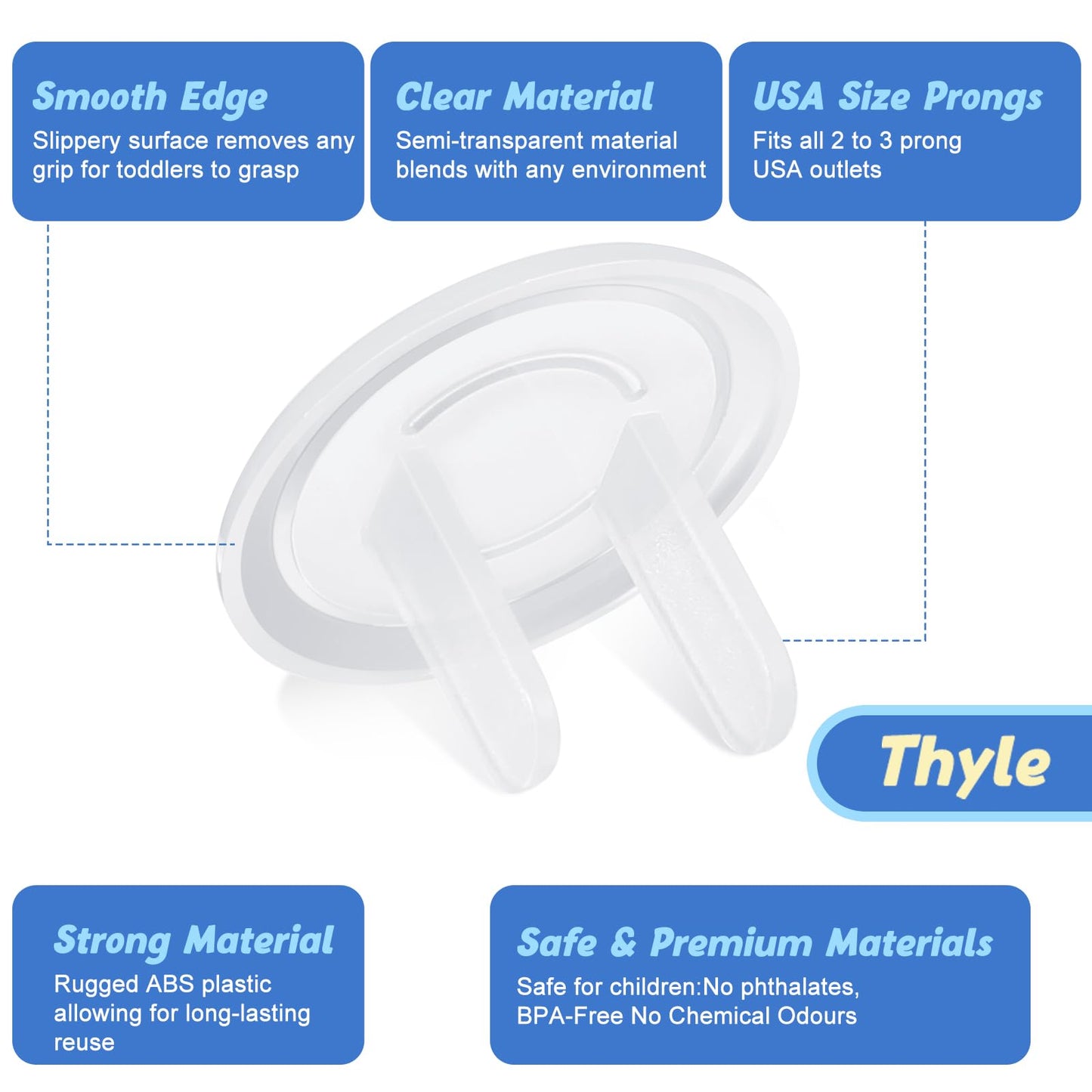 Thyle 200 Pcs Outlet Covers Bulk Child Baby Proofing Plug Covers For Electrical Outlets Easy Install Socket Sturdy Safe Secure B