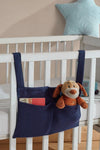 Aaricon Baby Bedside Hanging Storage Bag,2 Pockets Organizer for Baby Cribs and Toys (Blue)