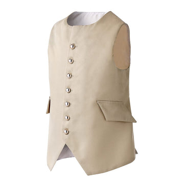 16Th Century Colonial Costume Boy'S Vest Revolutionary War Costume Waistcoat (8, Beige)