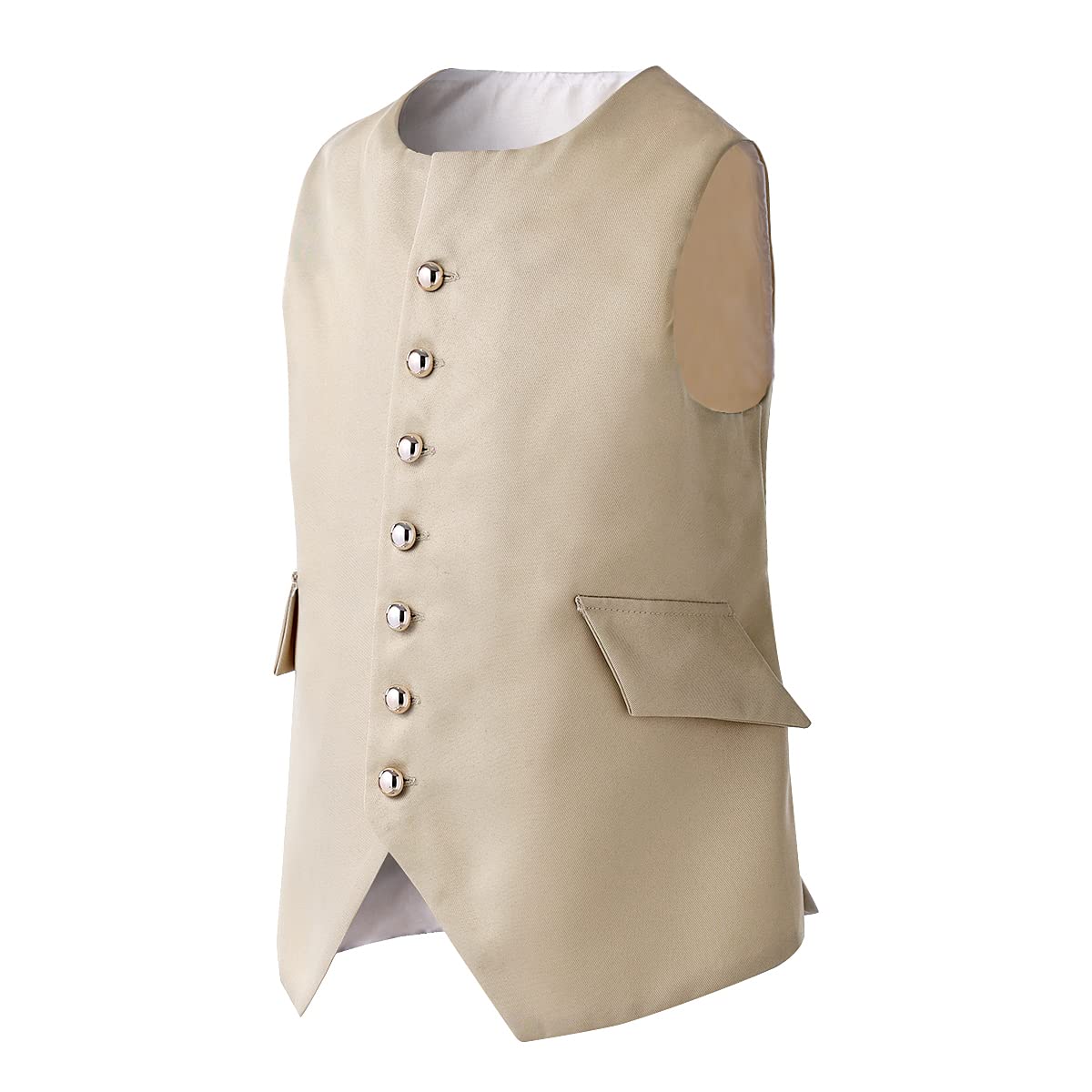 16Th Century Colonial Costume Boy'S Vest Revolutionary War Costume Waistcoat (14, Beige)