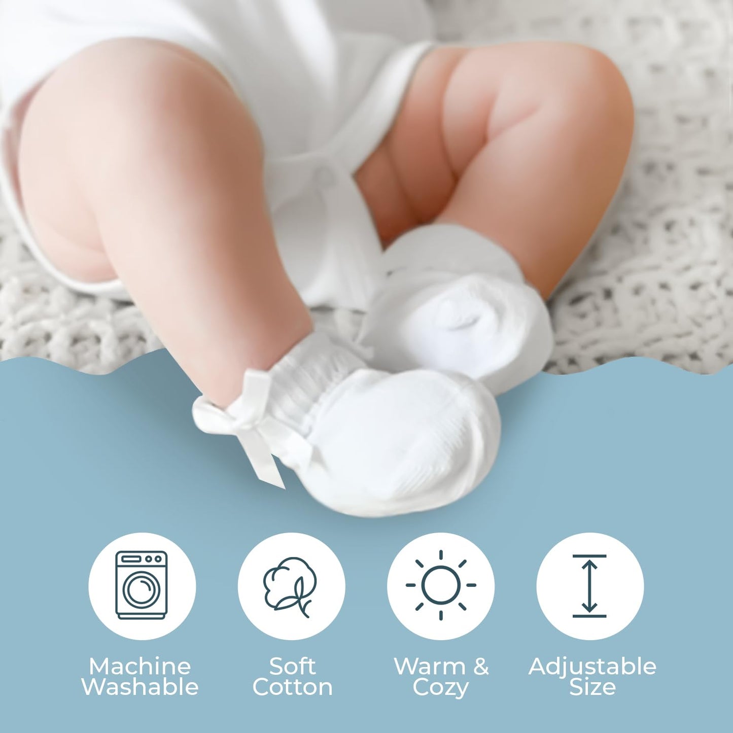 Unconditional Mom Adjustable Preemie Socks With Bow - 3 Pairs Of Turn Cuff Preemie Cotton Socks For Newborn Girls And Boys