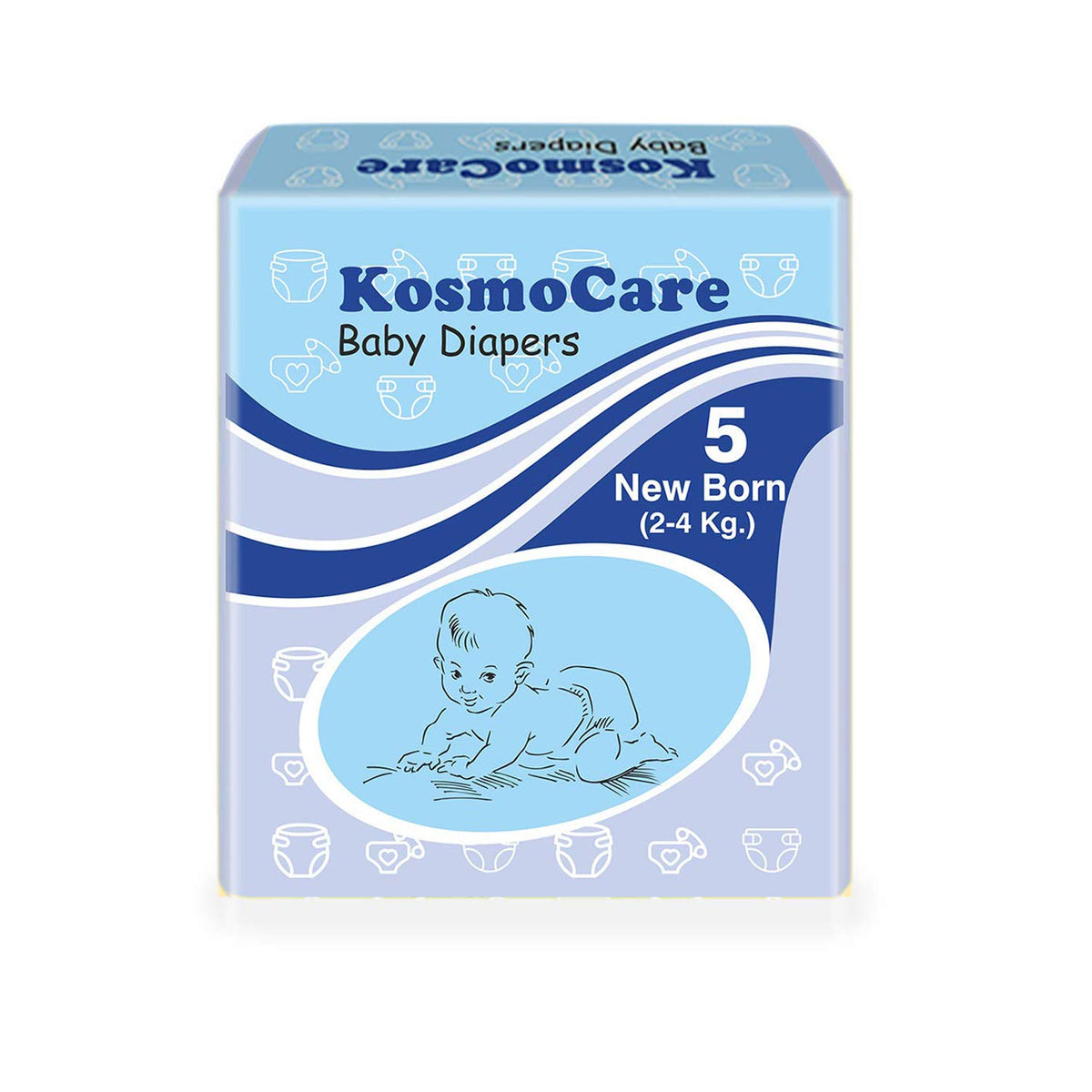 Kosmocare Baby Diapers Tape Style (White, Small, 120 Count)
