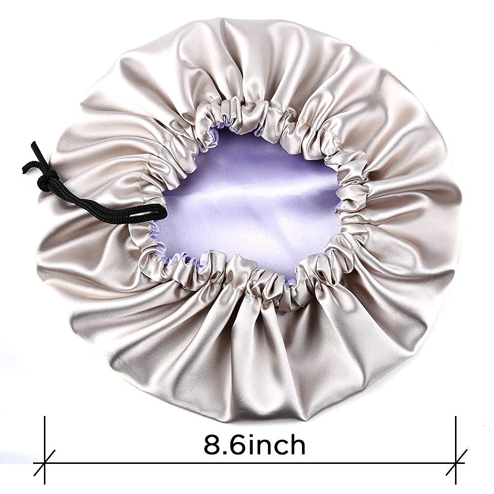 Greatremy Kids Soft Satin Silk Bonnets Sleep Cap Double-Layer Satin Bonnets Elastic Resizable Adjustable Drawstring For Baby Gir