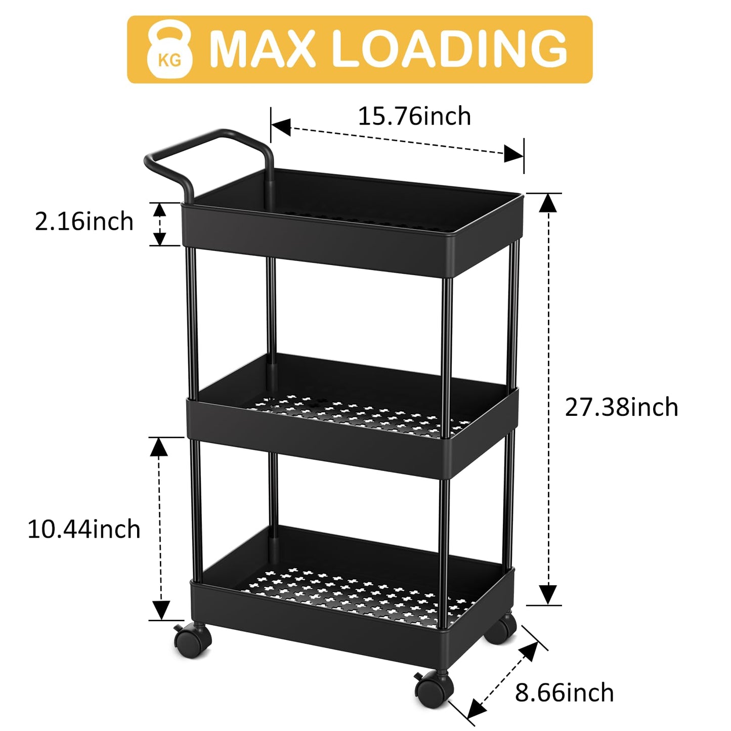 Volnamal Baby Diaper Caddy, Plastic Movable Cart For Newborn Nursery Essentials Diaper Storage Caddy Organizer For Changing Tabl