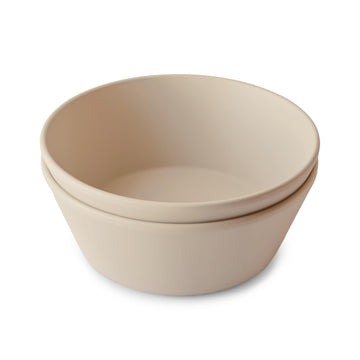 mushie Round Dinnerware Bowls for Kids | Made in Denmark, Set of 2 (Vanilla)