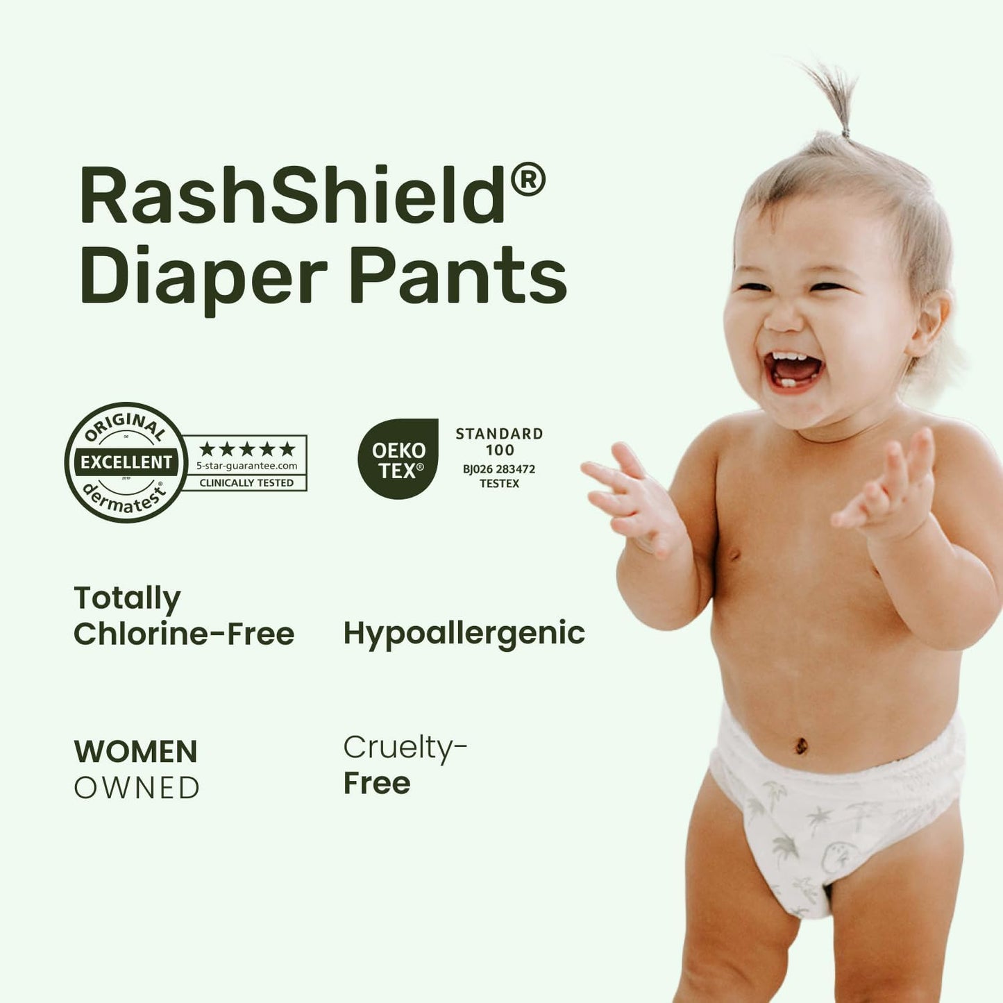 Parasol Clear+Dry Natural Disposable Diaper Pants, Size 4 (2T-3T), 48 Count | RashShield Protection and Active 360 Comfort Wrap, Hypoallergenic Training Diapers
