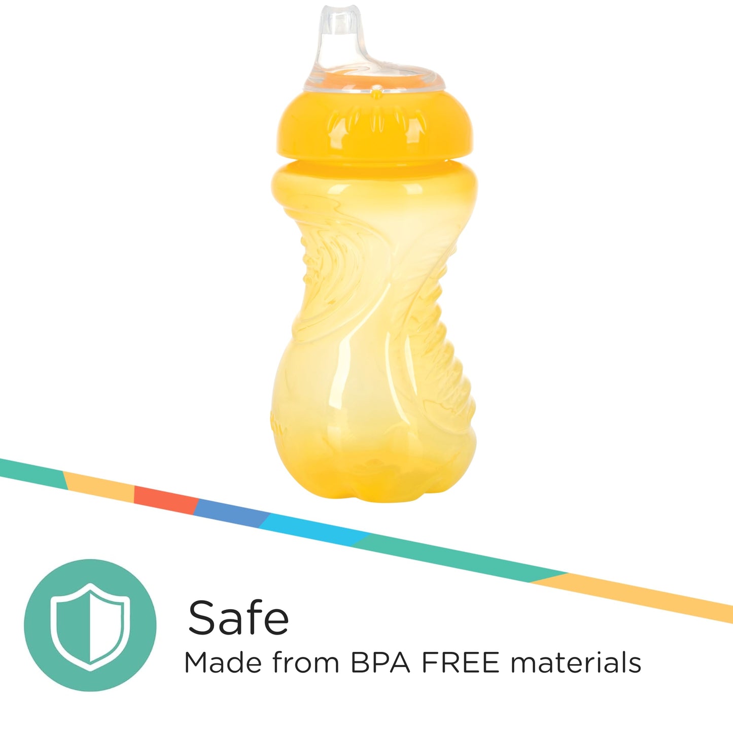 Nuby 3 Pack No Spill Toddler Sippy Cups - Toddler Cups Spill Proof With Easy And Firm Grip - Toddlers Cups - Aqua, Coral, Yellow