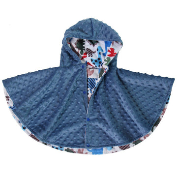 Snuggle Stuffs Boys Minky Dot Poncho Blue Dinosaurs