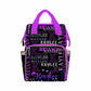 Artsadd Custom Monogram Baby Backpack Gifts For Mom, Personalized Black And Purple Hearts Diaper Bag With Stroller Straps Large