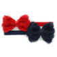 My Lello 2 Pack Infant Baby Mixed Colors Fabric Rose Bow Headbands (Red/Navy)