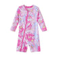 Umelok Baby Girls Swimsuit One Piece Full Zip With Long Sleeve Upf 50+ Sun Protection Sunsuit Pink Flower,12M