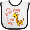 Inktastic My Great Aunt Loves Me- Cute Giraffe Baby Bib White And Black 34E88