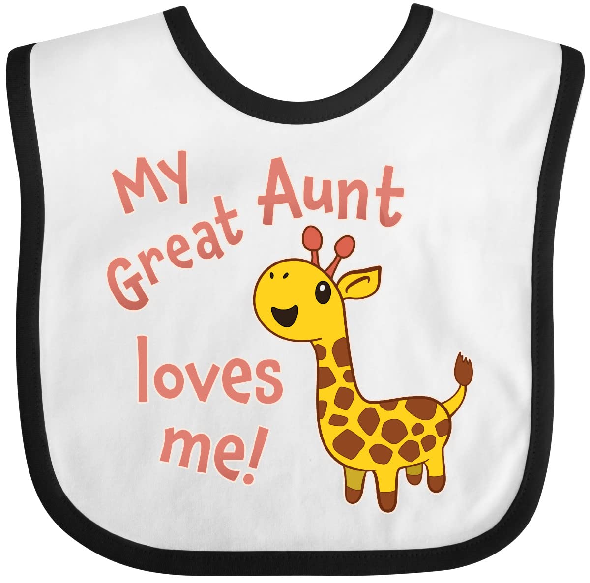 Inktastic My Great Aunt Loves Me- Cute Giraffe Baby Bib White And Black 34E88