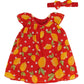 Creative Kids Baby Girl Polyester Fruit Print Cap Sleeve ALine Knee Length Dress With Hairband & Snap Button (Red & Yellow,12M)