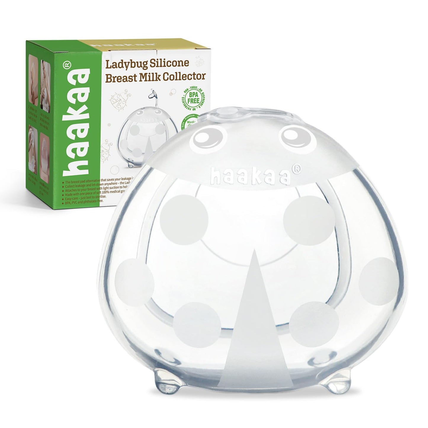 Haakaa Ladybug Silicone Breast Milk Collector - Breast Shells Nursing Cup For Breastfeeding, Protect Sore Nipples, Extra-Soft An