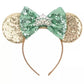 Clgift Minnie Ears, Rose Gold, Iridescent, Silver Gold Blue, Rainbow Sparkle, Classic Red Sequin (Tiana)