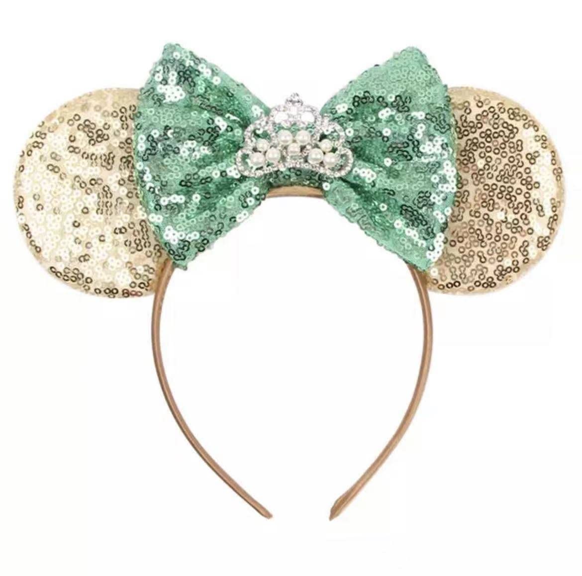 Clgift Minnie Ears, Rose Gold, Iridescent, Silver Gold Blue, Rainbow Sparkle, Classic Red Sequin (Tiana)