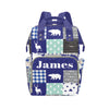 Personalized Woodland Deer Bear Diaper Bag with Name - Custom Baby Bag, Nursing Tote Backpack for Mom, Custom Name Mommy Daypack