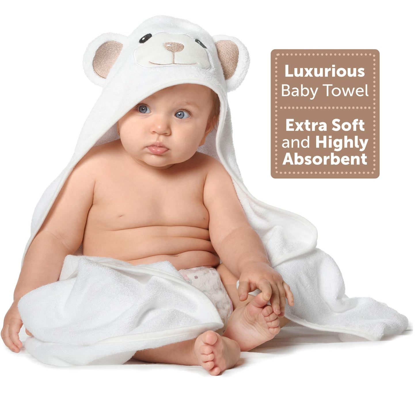 Miniboo Premium Ultra-Soft Viscose Made From Bamboo Baby Hooded Towel With Unique Design - Hypoallergenic, Organic Baby Towels F