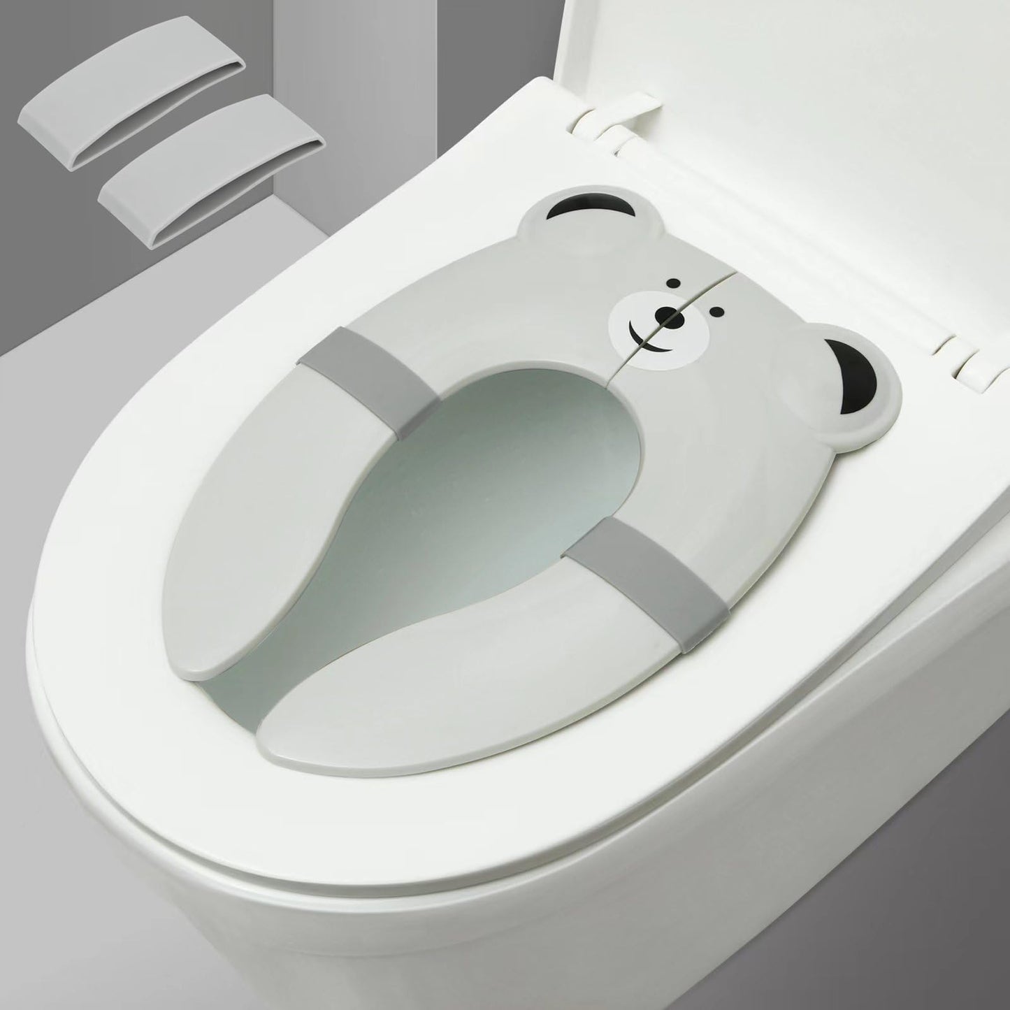 PandaEar Toilet Seat Cover | Folding Travel Toilet Seat for Children and Potty Training | Portable Silicone Toilet Seat for Todd