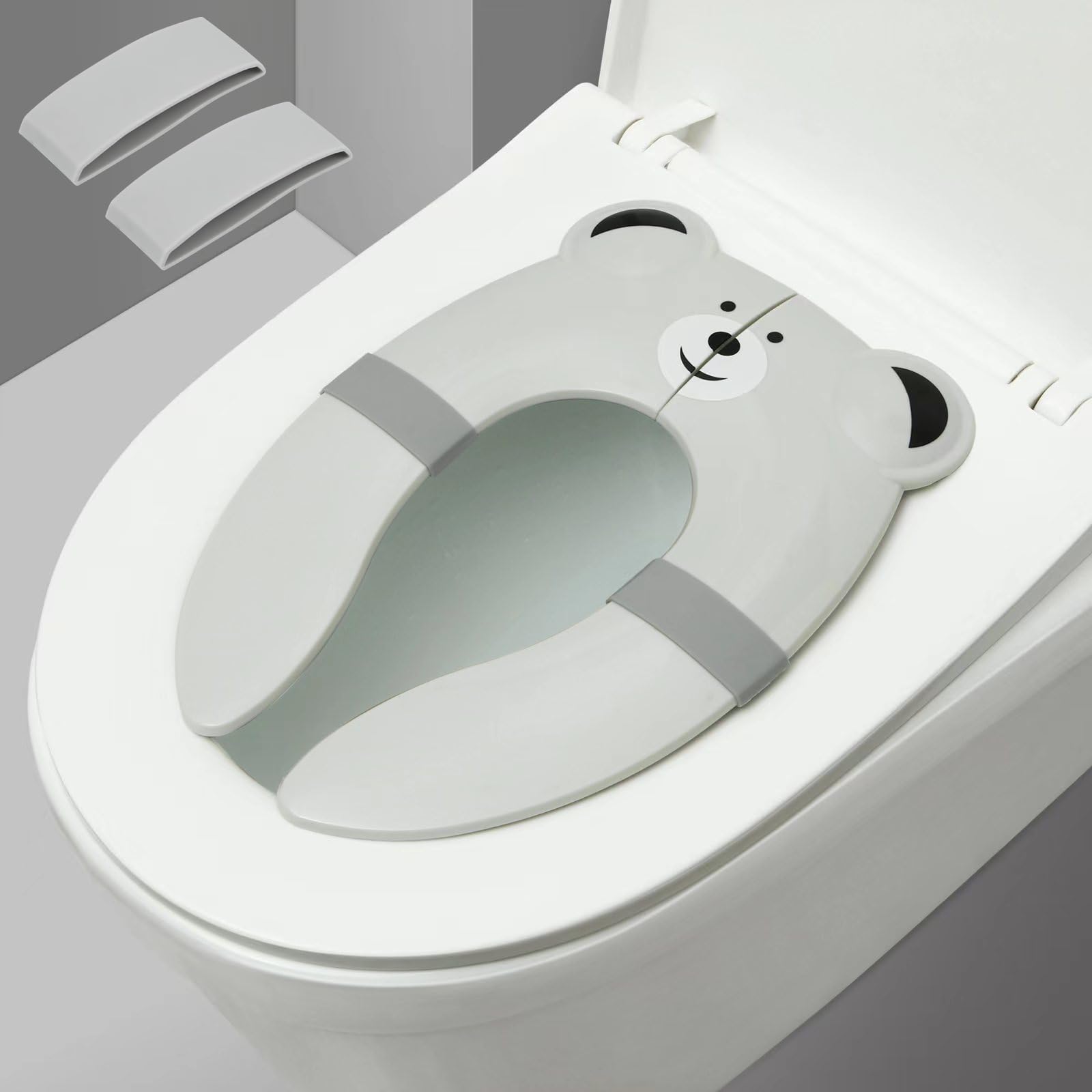 PandaEar Toilet Seat Cover | Folding Travel Toilet Seat for Children and Potty Training | Portable Silicone Toilet Seat for Todd
