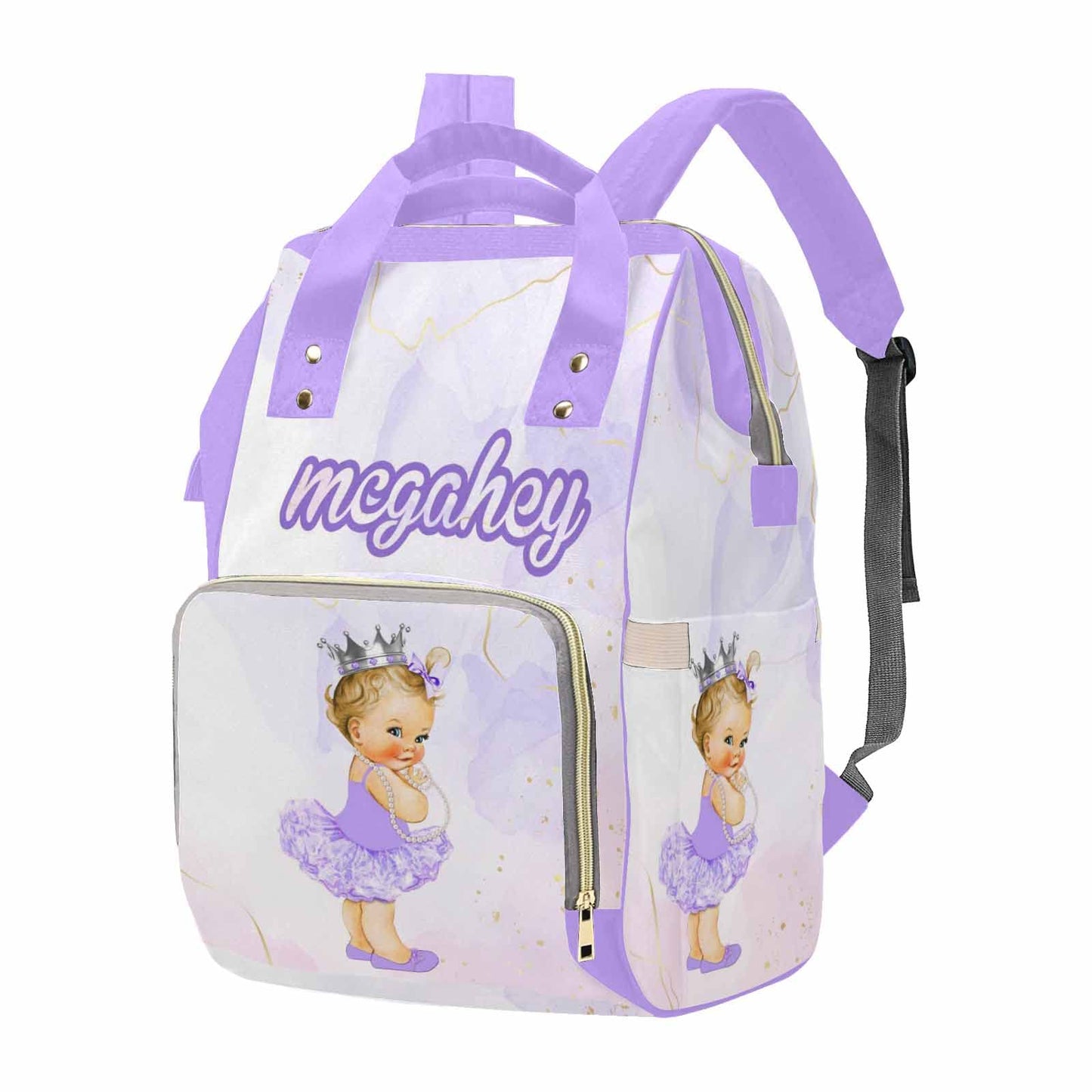 M Yescustom Personalized Diaper Bag With Name, Custom American Cute Baby Princess With Crown Waterproof Nylon Mommy Nursing Dayp