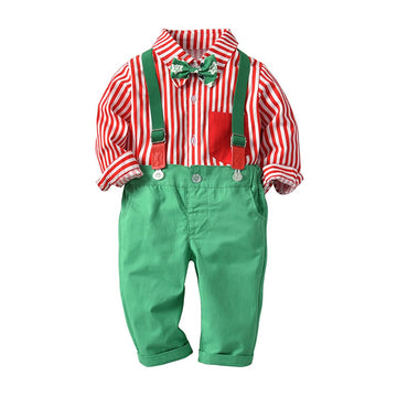 Fairy Baby Toddler Baby Boys Christmas Gentleman Outfit Bow Tie Shirt Suspender Pant Clothes Sets 18-24Months