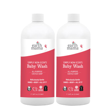 Earth Mama Simply Non-Scents Baby Wash Liquid Hand Soap Refill, Organic Body Wash for Sensitive Skin, All Purpose Castile Soap L