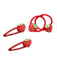 Strawberry Snap Clips Baby Girls Fruit Hair Bow Clips Strawberry Hair Ring Tie BBW24 (4 Pcs-A4)