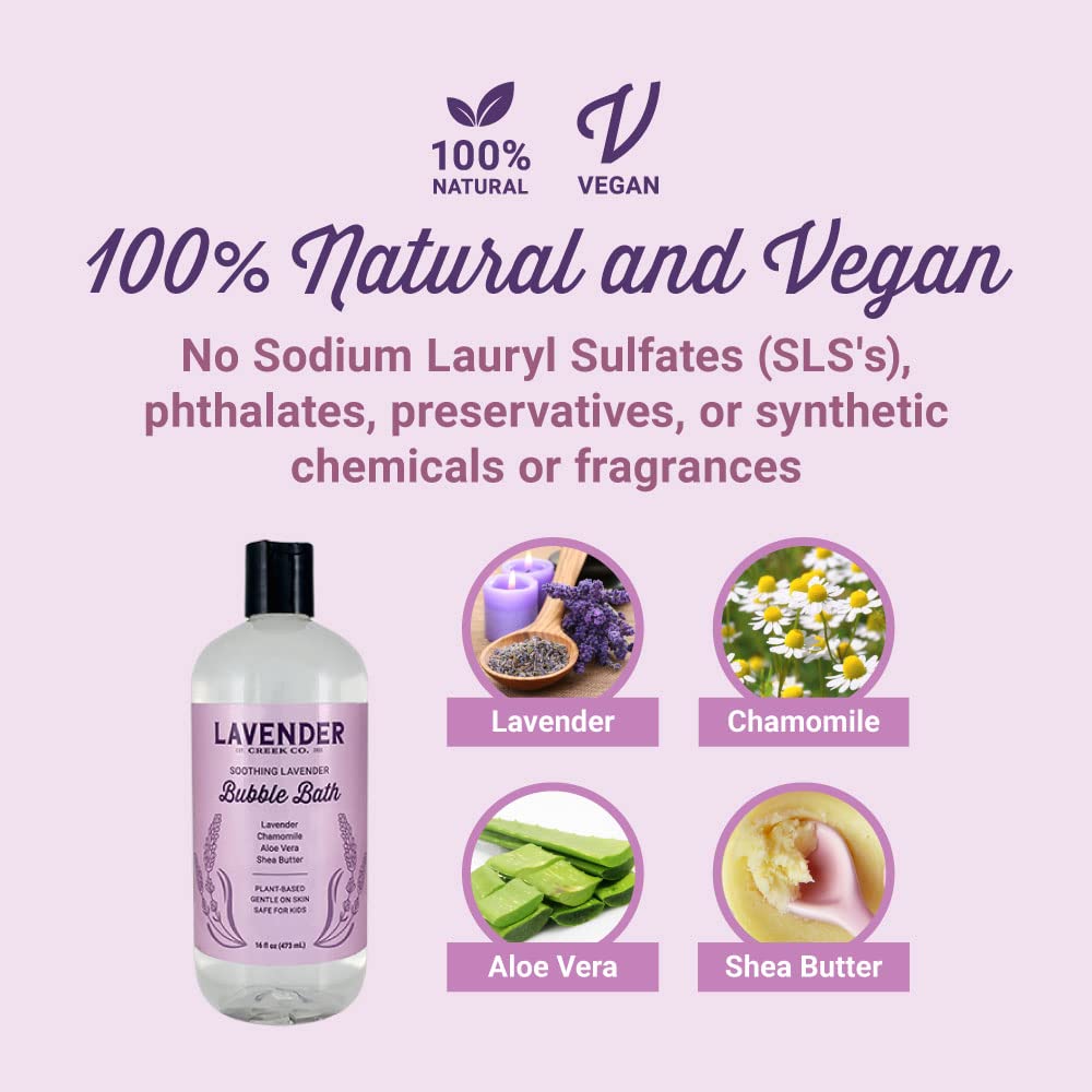 All Natural Bubble Bath And Wash - Mild Gentle Soap Liquid W Lavender, Chamomile, Shea Butter | Lightly Scented For Baby, Toddle