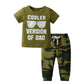 Eghunooy Toddler Baby Boy Summer Cooler Version Of Dad Printed Tops Camouflage Pants Leggings Outfits Clothes Set (9-12 Months)