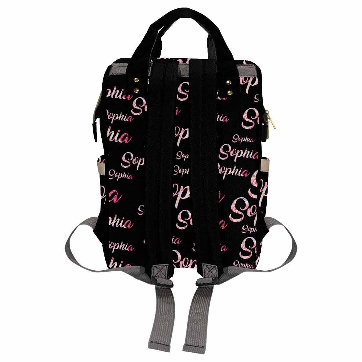 Artsadd Personalized Name Nappy Bag Large Capacity Baby Diaper Bags, Pink Glitter Gradient Monogram Daypack Custom Name Backpack