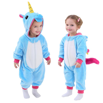 Tonwhar Infant And Toddler Halloween Cosplay Costume Kids' Animal Outfit Snowsuit(1-3 Months,Blue Unicorn)