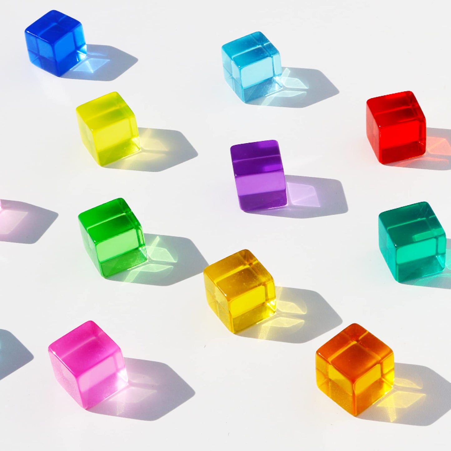 Candywood Rainbow Acrylic Gem Cubes Blocks Children Educational Sensory Training Crystal Toys Baby Learn Color Light Shadow Stac