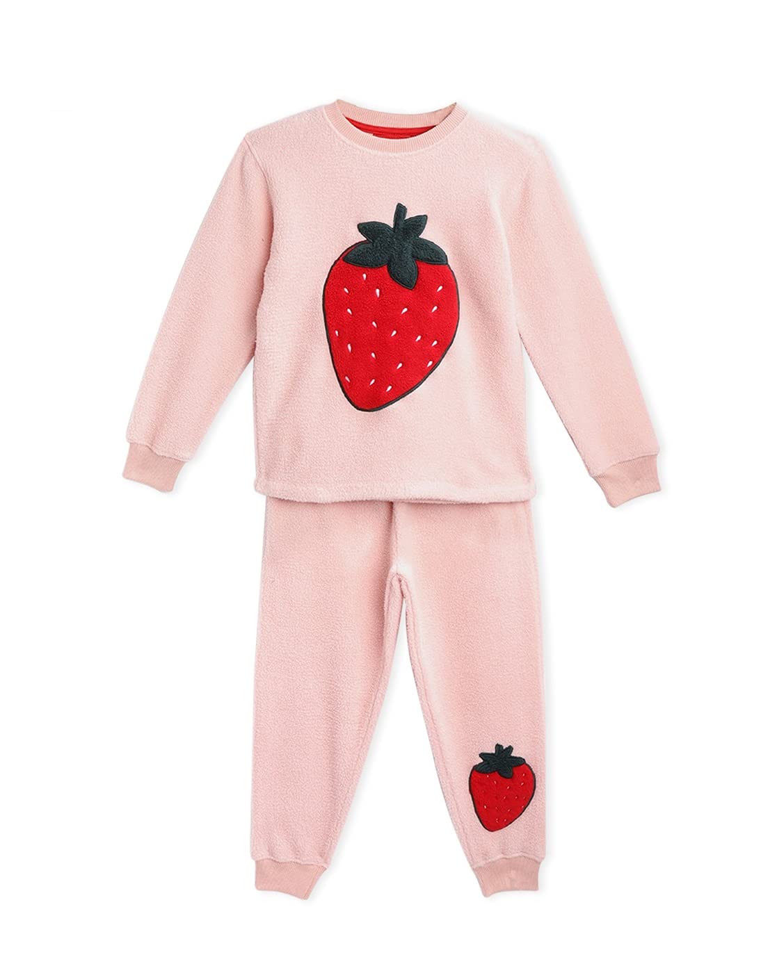 Cherry Crumble Kids Girls Round Neck Full Sleeve Winter Sleepwear Nightsuit Regular Pajama Set (WsNsuit2_Peach_1824 Months)