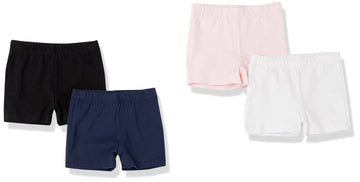 The Children'S Place Baby Girls And Toddler Cartwheel Shorts, Black/Shell/Tidal/White 4 Pack, 2T Us