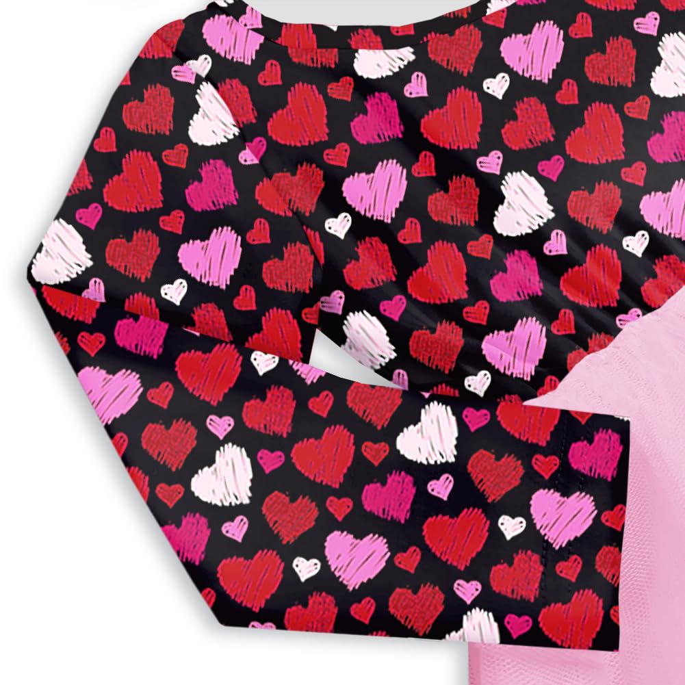 Toddler Valentine Dress Baby Girls Festival Heart Printed Tulle Dresses Sweet Love Holiday Outfits 1-2T