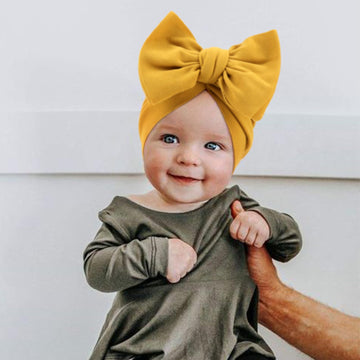 Dreshow Bqubo 5 Pcs Baby Cotton Hats Big Bow Knotted Headwrap Turban Baby Infant Beanie Baby Girl Soft Cute Toddler Cap For Wint