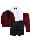 Jeetethnics Boys Maroon Coat Suit Set With Waistcoat Shirt And Trousers (9090Ah)