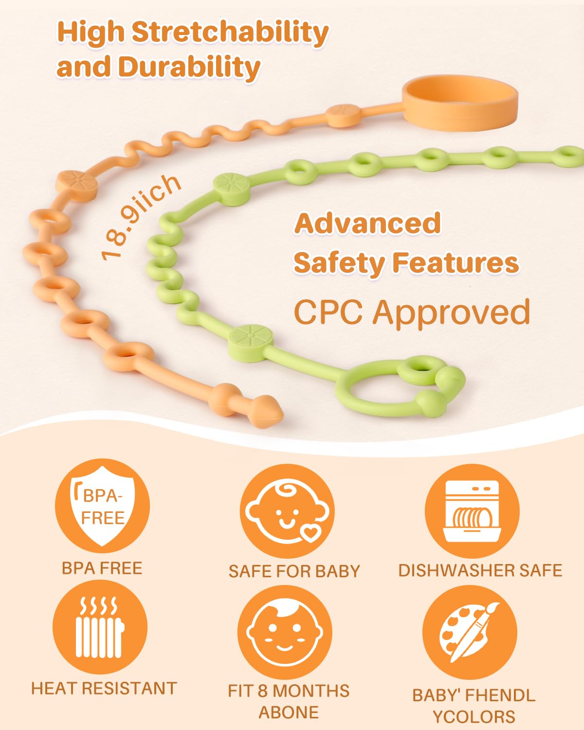 Littlehugs Toy Straps For Baby, Adjustable Toy Holder For Stroller Accessories, Silicone Baby Tether Pacifier Clip, No Throw Bab