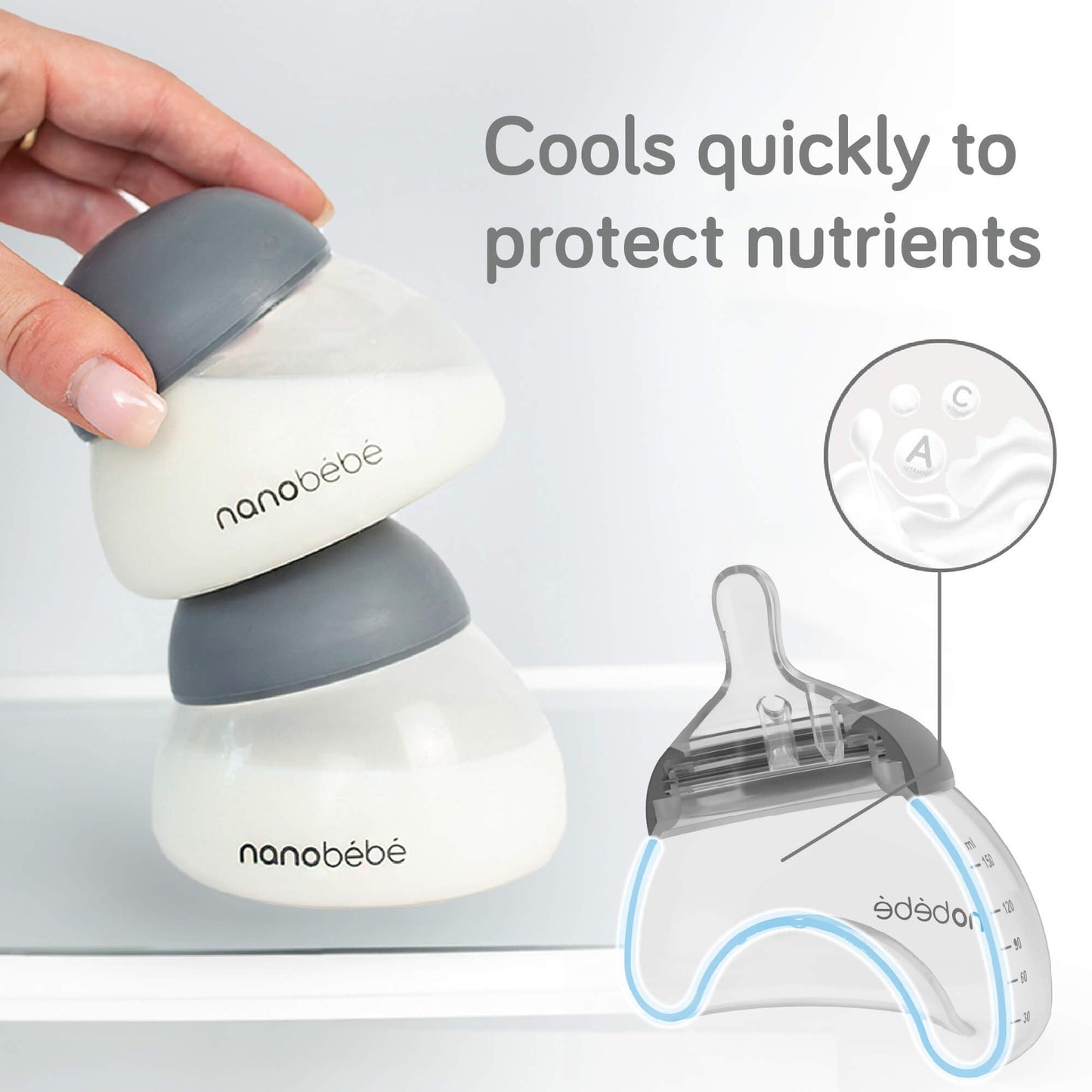Nanobebe Breastmilk Baby Bottle Anti-Colic Starter Set With Silicone Pacifiers, Breast Pump Adapter, And Slow Flow Nipples - 5 O