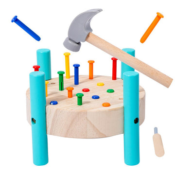 OUJILA Wooden Baby Workbench Pounding Hammer Toy for Toddlers,STEM Educational Preschool Learning Toys for Kids