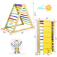 Costzon Foldable Triangle Climber With Reversible Ramp, 3 In 1 Climbing Toys For Toddlers Wooden Montessori Play Gym For Climbin