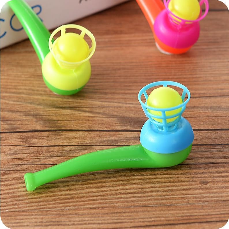 Jinshining 3pcs Random Color Floating Blow Pipe Balls Game Toys, Stress Reliever Balance Blowing Toys for Adults Funny Party Sup