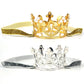 Nishine 2 Pieces Baby Girls Crown Headband Princess Tiara Headdress Set Toddler Elastic Head Band (Gold/Silver)